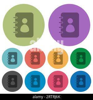 Spiral contact book solid darker flat icons on color round background Stock Vector