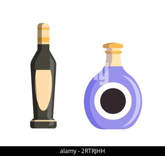 Set of bottles with alcohol vector concept Stock Vector