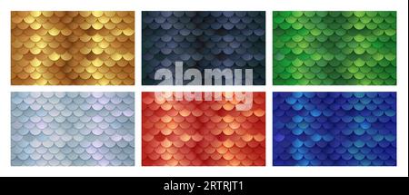 Fish scale pattern vector set Stock Vector