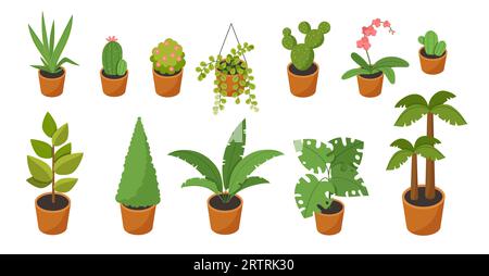 Isometric plants vector set Stock Vector