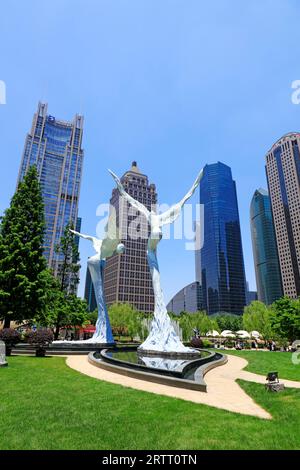 Shanghai, China - June 1, 2018: Huixiang green space sculpture in the Lujiazui green space Park, Shanghai, China Stock Photo