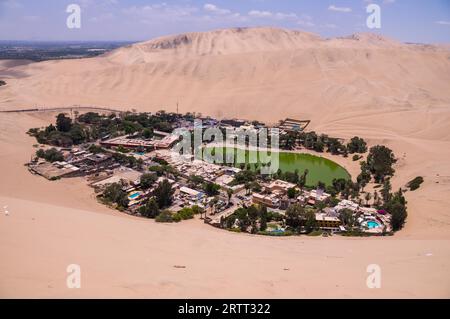 Hucachina oasis and sand dunes near Ica, Peru Stock Photo