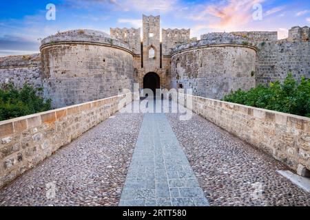 Amboise Gate by the Outer City Wall, Rhodes Town, Rhodes, Greece Stock Photo