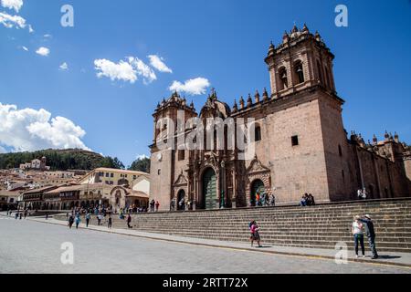 Cusco, Peru, October 06, 2015: Exterior view of the cathedral on the main plaza in the historic city centre Stock Photo