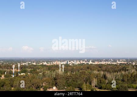 Mendoza, Argentina, November 22, 2015: Skyline of the Argentinian city Mendoza as seen from the Cerro De La Gloria Stock Photo