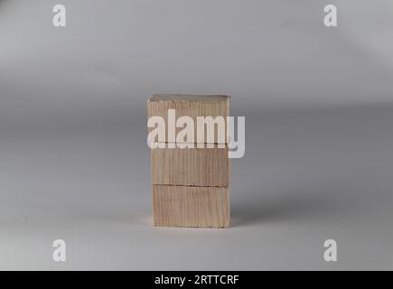Wooden toy cubes on a white background Stock Photo