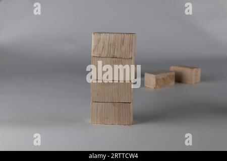 Wooden toy cubes on a white background Stock Photo