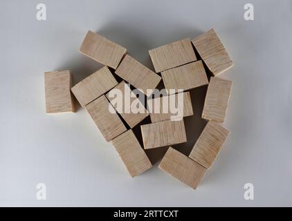 Stack wooden blocks on a white background Stock Photo