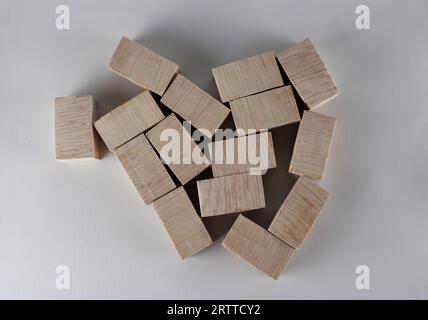 Stack wooden blocks on a white background Stock Photo