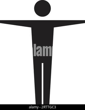 Man icon open arms vector male person with raised hands symbol in a glyph pictogram illustration Stock Vector
