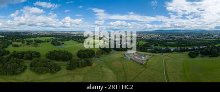 Aerial panorama of Magazine Fort in Phoenix park with Dublin city in the background Stock Photo