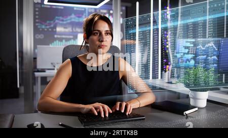 Analyst Working With Spreadsheet Business Data On Computer Stock Photo