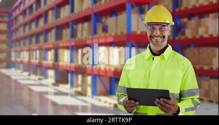 Warehouse Job In Shipping Industry Business. Male Manager Stock Photo
