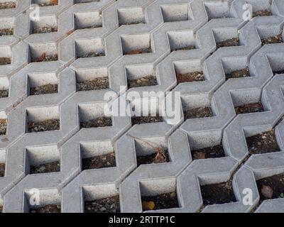 eco-friendly parking of concrete cells Stock Photo