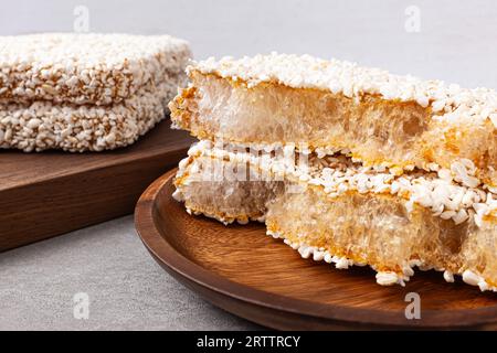 Traditional Korean snack made from glutinous rice and grain syrup Stock Photo