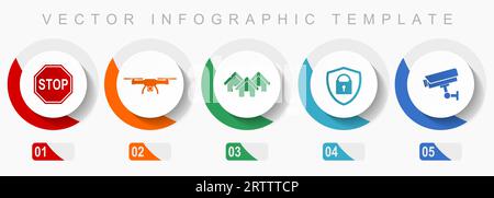 Home security icon set, miscellaneous icons such as stop sign, drone, house, cctv camera and padlockfor webdesign and mobile applications, flat design Stock Vector