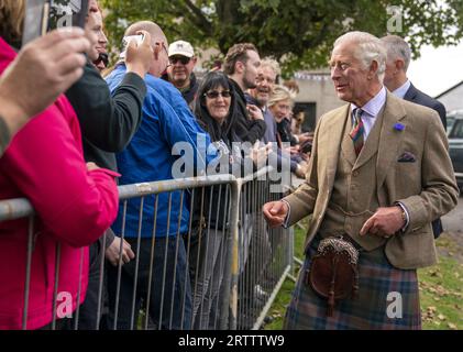 File photo dated 13/09/2023 of King Charles III who is to visit a Scottish village to hear how an anti-poverty charity has been making a difference to people's lives. Charles, who is on his summer break at the Balmoral estate in Aberdeenshire, will visit St Paul's Church in Kinross, Perthshire, on Friday to meet Annie McCormack, the founder of Broke Not Broken. He will be given a brief overview of the charity, which began life by providing food to those who need it, and view the garden where it grows its own fruit and vegetables. Issue date: Friday September 15, 2023. Stock Photo