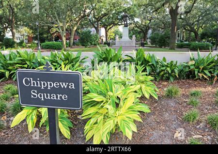 Sign in Chippewa Square - Savannah, Georgia Stock Photo