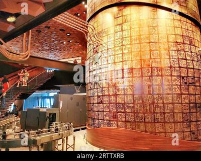 (FILE) Customer consume at the world's largest Starbucks Reserve Roastery in Shanghai, China, August 28, 2019. Stock Photo