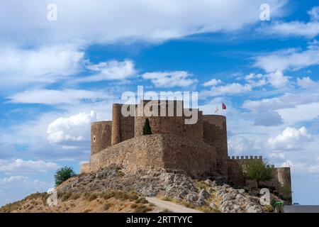 view of the castle of La Muela in the municipality of Consuegra, Spain Stock Photo