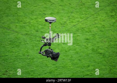 Lille, France. 14th Sep, 2023. Spider camera during the Rugby World Cup match between France and Uruguay at Stade Pierre Mauroy on September 14, 2023 in Lille, France. Photo by Baptiste Paquot/ABACAPRESS.COM Credit: Abaca Press/Alamy Live News Stock Photo
