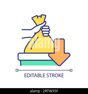 2D thin linear colorful waste reduction icon Stock Vector