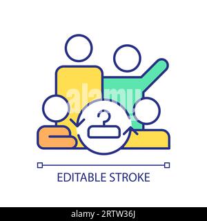2D thin linear colorful community engagement icon Stock Vector