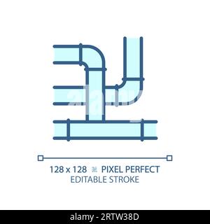 2D customizable thin linear blue pipeline icon Stock Vector
