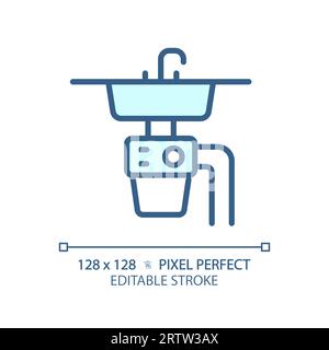 2D customizable thin linear blue sink icon Stock Vector