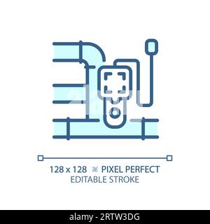 2D customizable thin linear blue pipeline and device icon Stock Vector