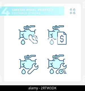 Editable pixel perfect plumbing icons set Stock Vector