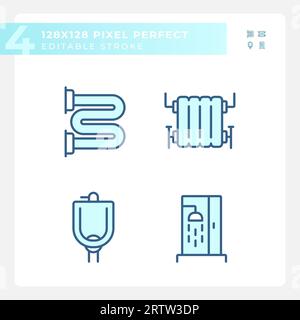 2D editable pixel perfect blue plumbing icons Stock Vector