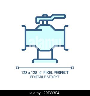2D customizable thin linear blue pipeline with valve icon Stock Vector