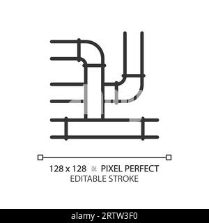2D customizable thin linear black pipeline icon Stock Vector