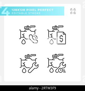 Editable pixel perfect plumbing icons set Stock Vector