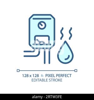 2D customizable thin linear blue water heater icon Stock Vector