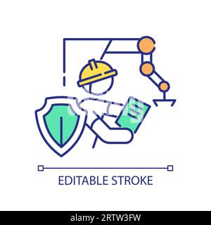 2D thin linear colorful responsible manufacturing icon Stock Vector