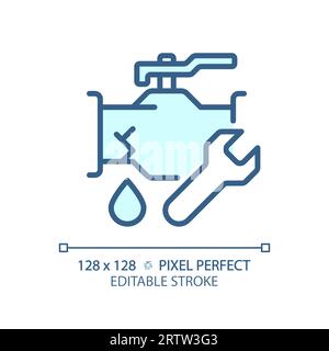 2D customizable thin linear blue pipeline leakage icon Stock Vector