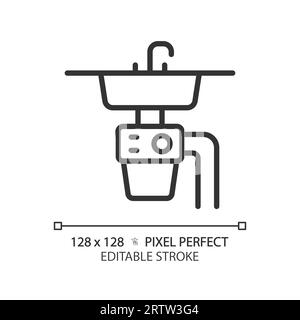 2D customizable thin linear black sink icon Stock Vector