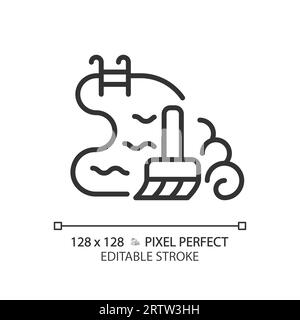2D customizable black swimming pool cleaning icon Stock Vector