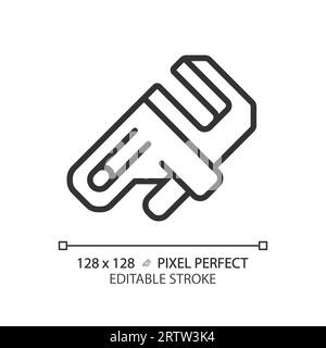 2D customizable thin linear black adjustable wrench icon Stock Vector