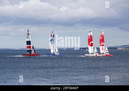 Sailgp racing in the harbor of Aarhus in Denmark Stock Photo