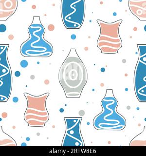 Modern flower vases seamless pattern Stock Vector