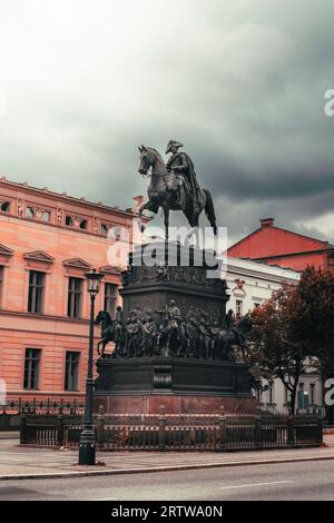 A stunning equestrian statue of Frederick the Great in Berlin's Unter den Linden Avenue, Germany. Stock Photo