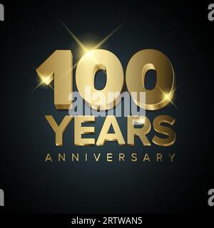 One hundred 100 years golden anniversary card template - poster template of  invitation card for company event party. 100 years jubilee template. Stock Vector
