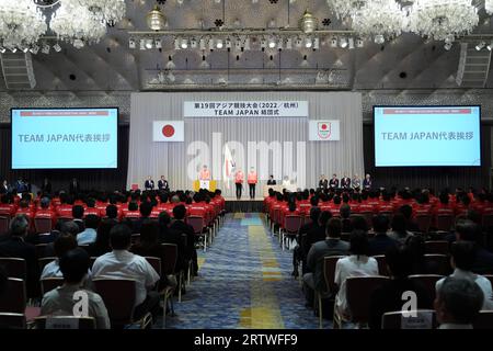 Tokyo, Japan. 15th Sep, 2023. General view Asian Games : Japan National Team Organization Ceremony for the 2022 China Hangzhou Asian Games in Tokyo, Japan . Credit: AFLO SPORT/Alamy Live News Stock Photo