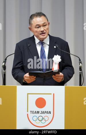 Tokyo, Japan. 15th Sep, 2023. Yasuhiro Yamashita Asian Games : Japan National Team Organization Ceremony for the 2022 China Hangzhou Asian Games in Tokyo, Japan . Credit: AFLO SPORT/Alamy Live News Stock Photo