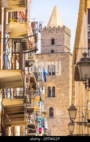 Duomo di Cefalu - Cathedral in centre of Cefalu city in Sicily, Italy, Europe. Stock Photo