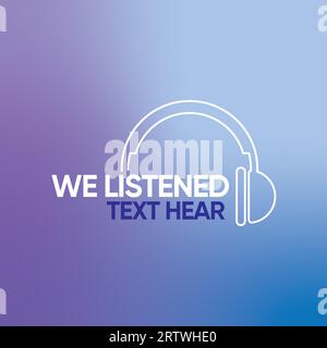 A symbols of headphone with text on aisolated gradient background. Stock Vector