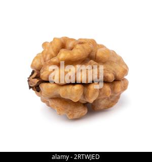 Single peeled walnut isolated on white background close up Stock Photo